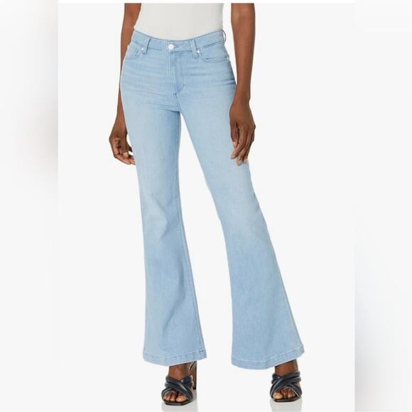 Paige Women’s Genevieve Light Wash High Rise Stretch Bell Bottom Flared Jeans 30